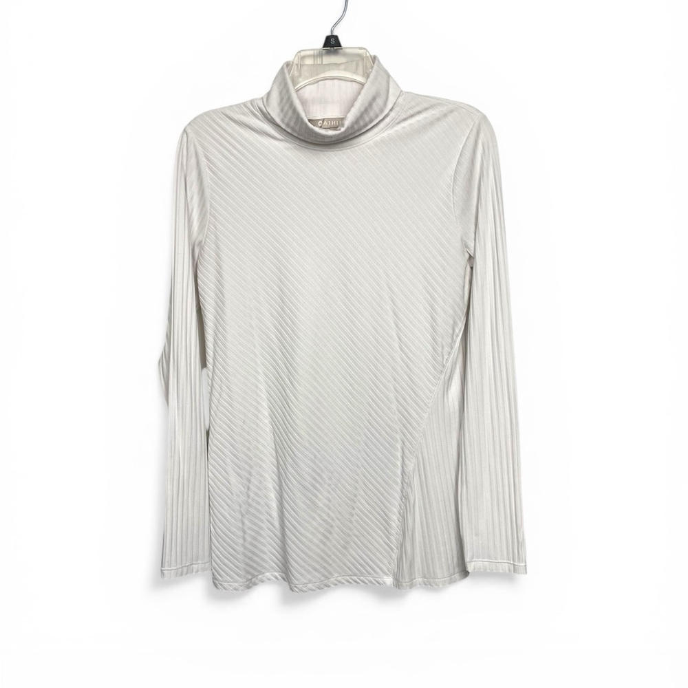 Women's Athleta ribbed white essence Turtleneck Long Sleeve Top Medium
